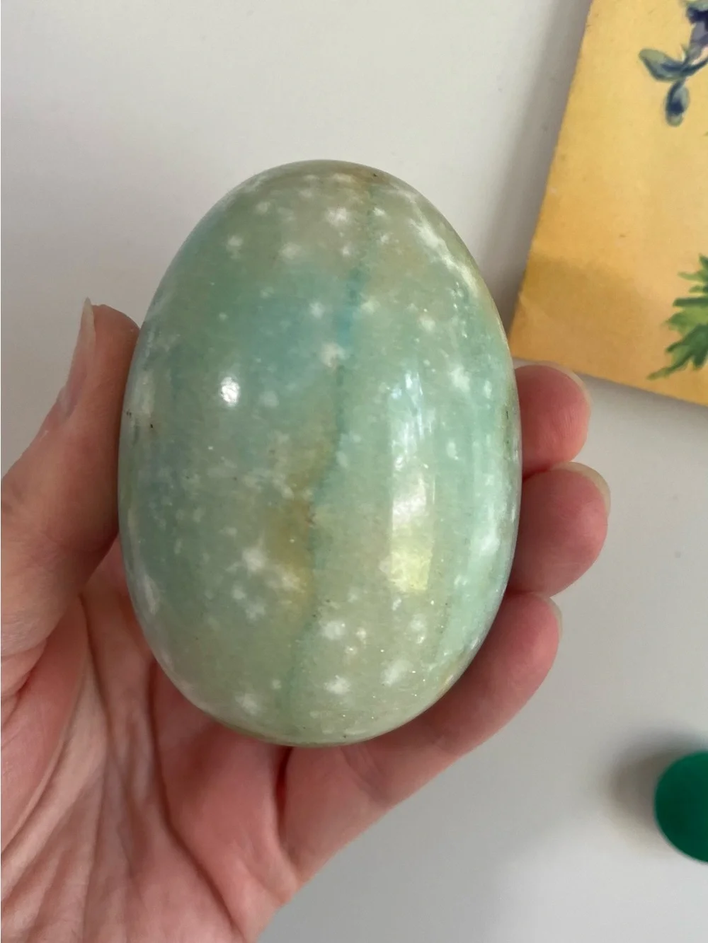 Polished Aqua Green Decorative marble alabaster stone Egg